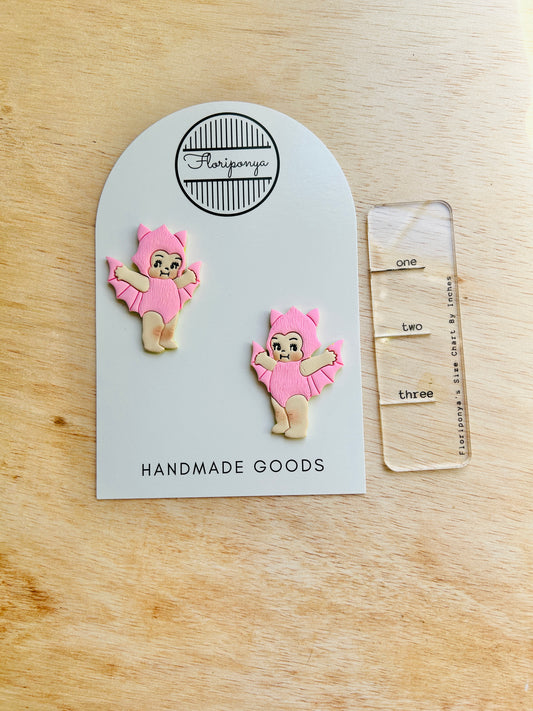 Pink bat kewpie earrings